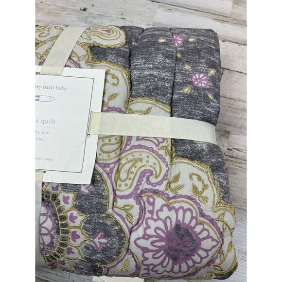 Pottery Barn Alma Quilt Baby Pink Gold Gray Paisley NWT - Picture 4 of 4